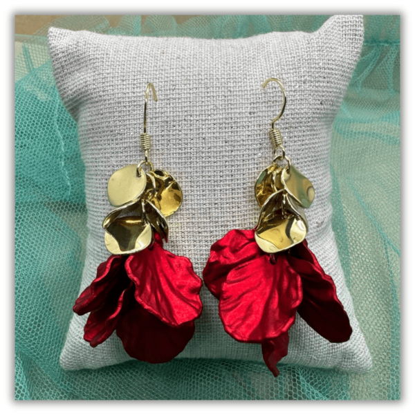 Pendientes Rojos Petalos de Rosa