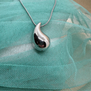 Collar Acero Plata Gota Gr