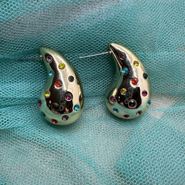 Pendientes de Acero Gota Cristal Multicolor