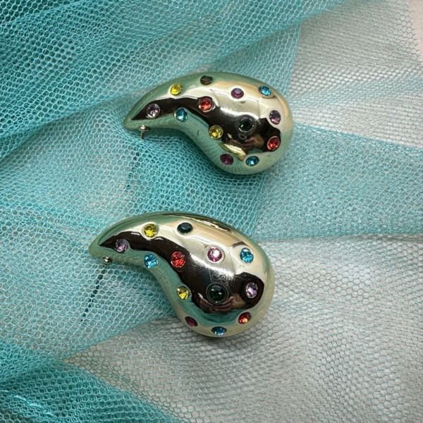Pendientes de Acero Gota Cristal Multicolor - Imagen 2
