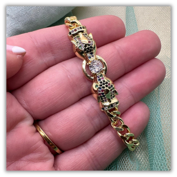Pulsera Acero Leopardos Anillo Multicolor - Imagen 2