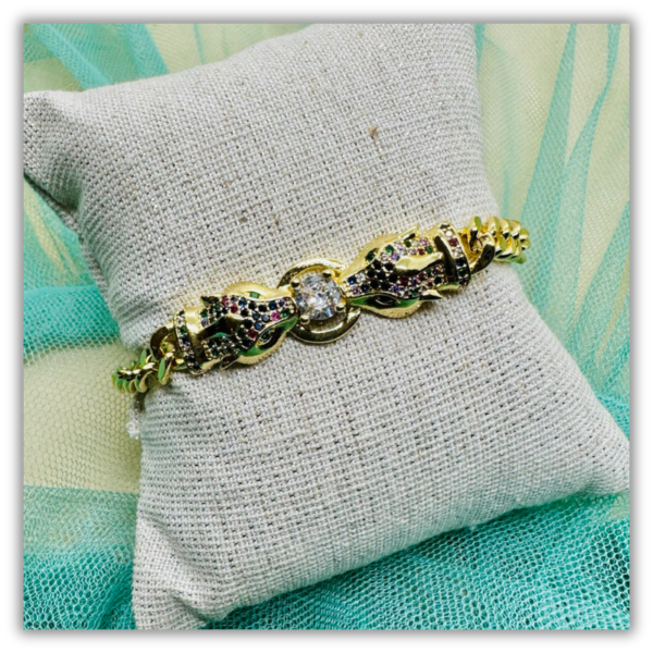 Pulsera Acero Leopardos Anillo Multicolor